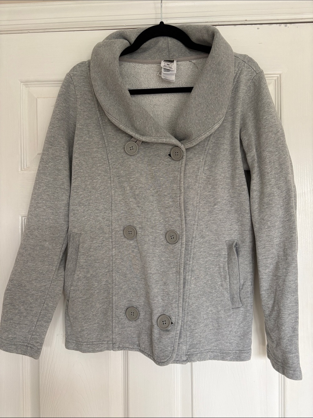 The North Face Light Gray Double-Breasted Shawl-Collar Cardigan